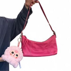 Y2K Pink Leather East West Shoulder Bag